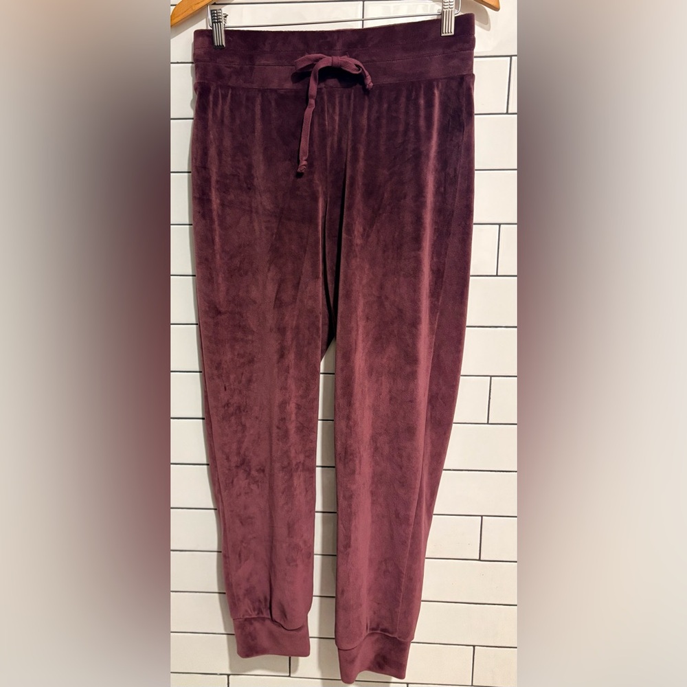 Zella Plush Burgundy Velour Jogger Pants M